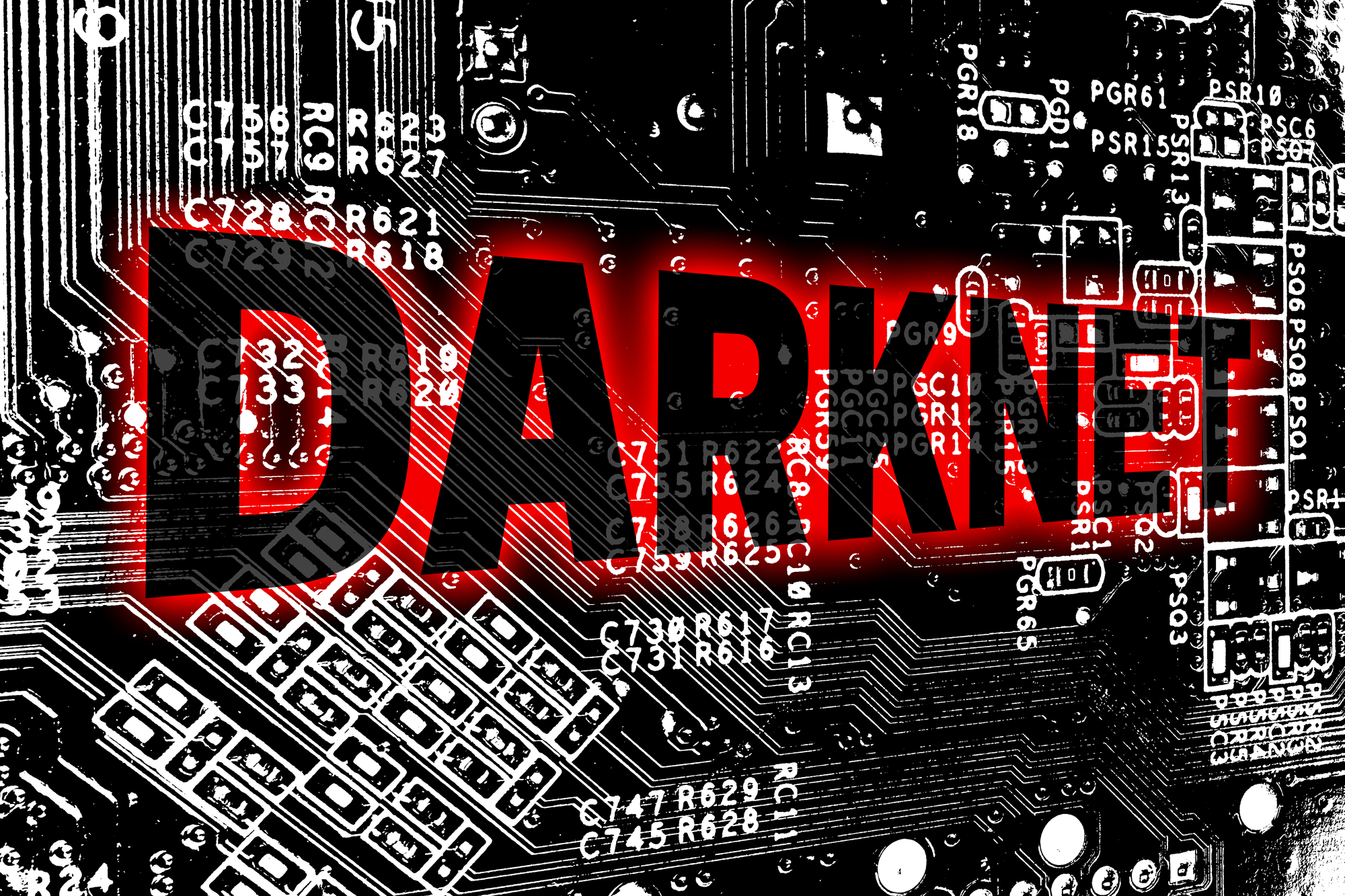 Das Wort "Darknet" auf einer Platine